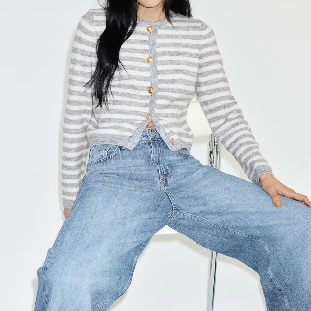 H&M Gray Striped Cardigan